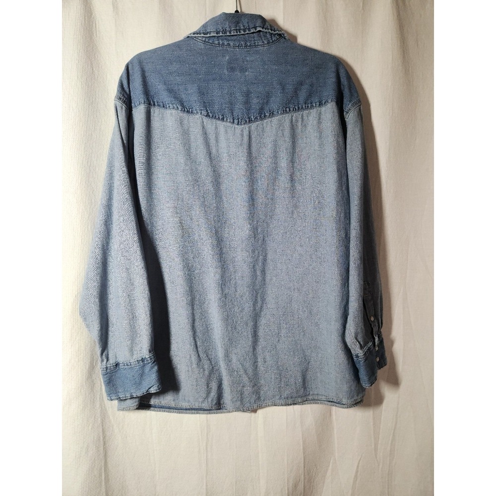 Levi's Dylan Oversize The Western Shirt Denim In Reverse Pearl Snap - 1X - Picture 2 of 5